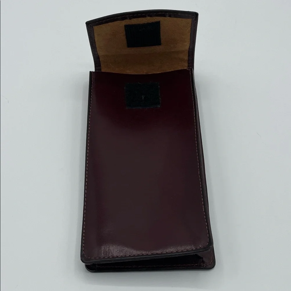Bosca Brown Full Grain Leather Glasses Case with Gold Accent - Picture 5 of 5